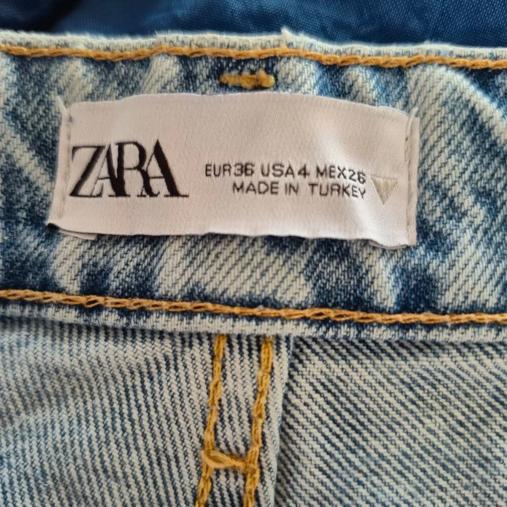 Zara full length High Rise Raw hem Frayed Blue Jeans Size Size 36,  4 US - Picture 3 of 10